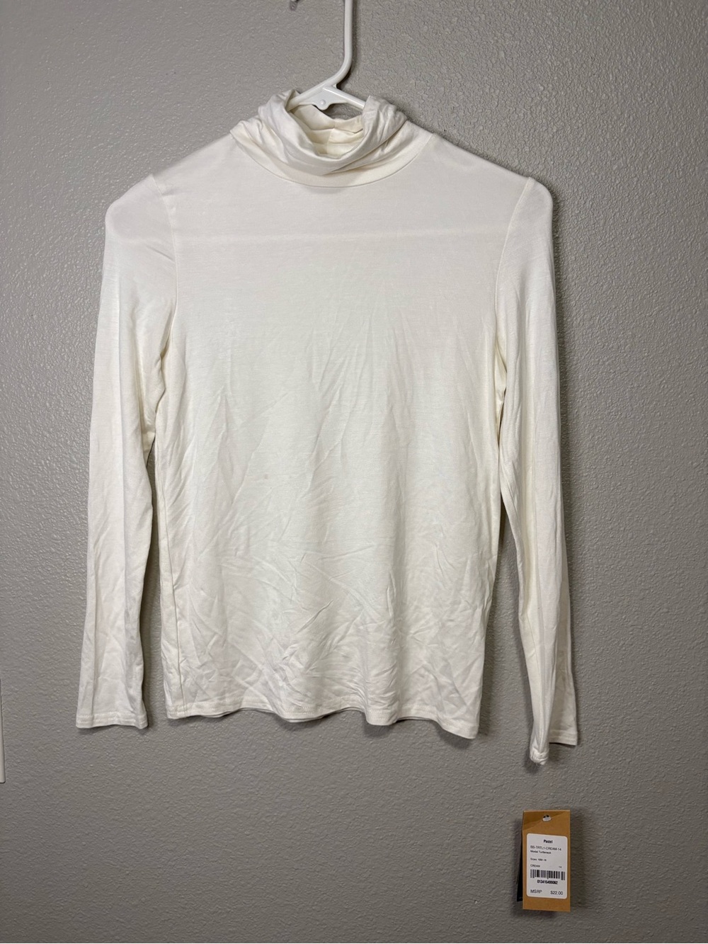 Pastel Cream Turtleneck Long Sleeve Top Kids Size 14 NWT Cotton Blend